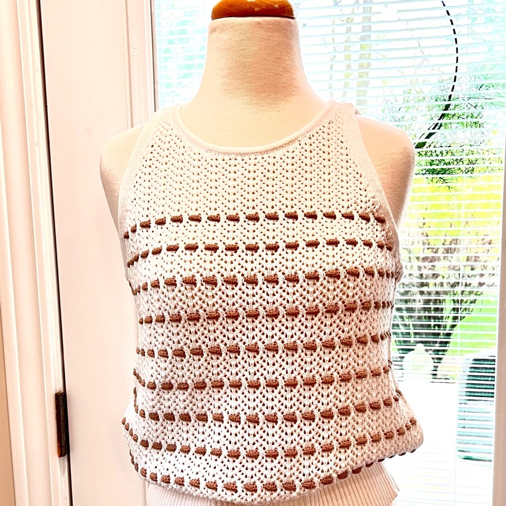 Loft Sweater Tank White and Tan